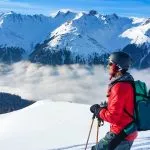 Skifahrer in den Alpen