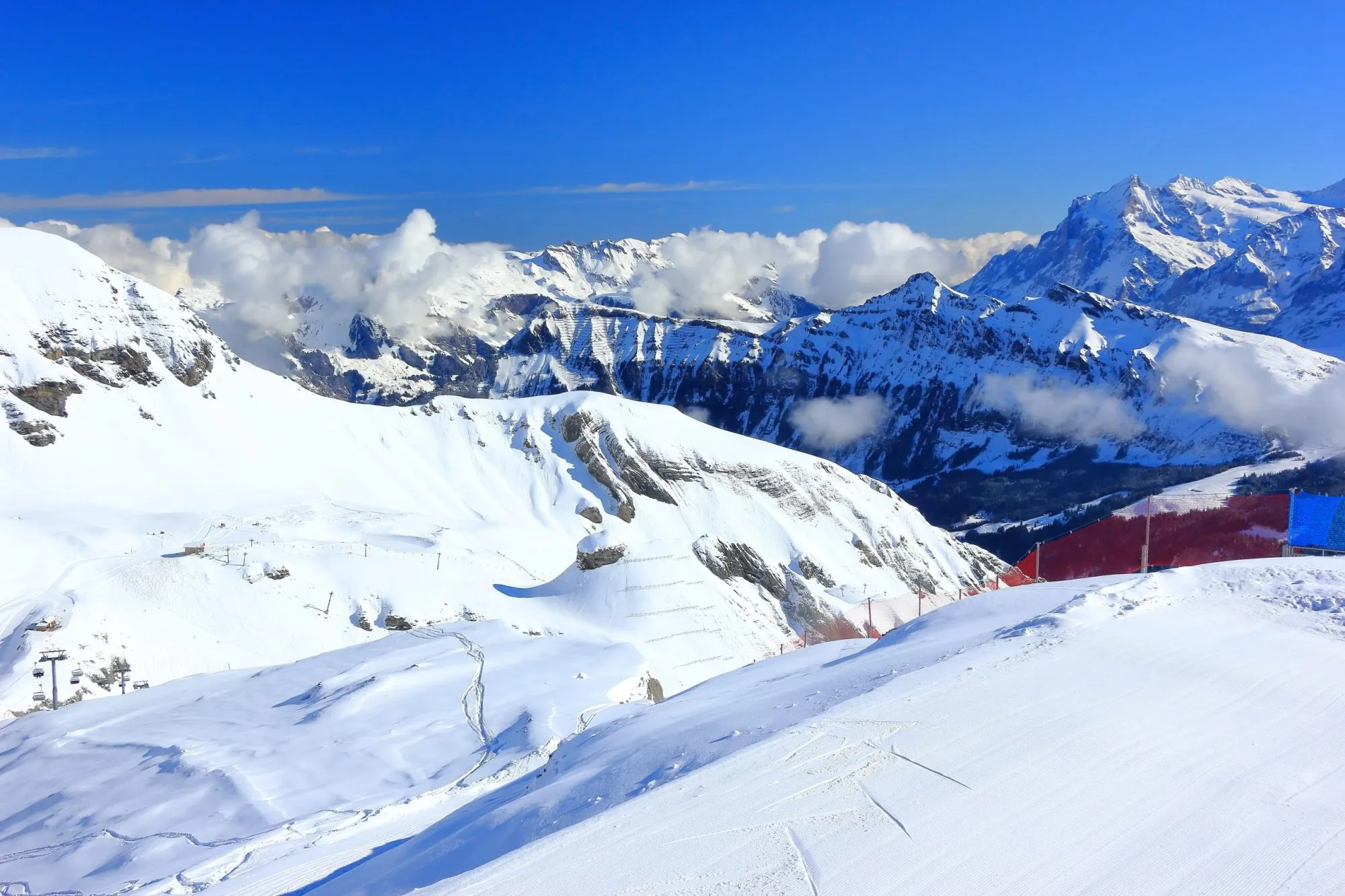 View of Alps from Schilthorn. Bernese Alps of Switzerland, Europe.