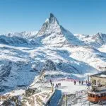 Schweiz Alpen Matterhorn Schnee Berge bei Gornergrat Bahnstation, Zermatt, Schweiz
